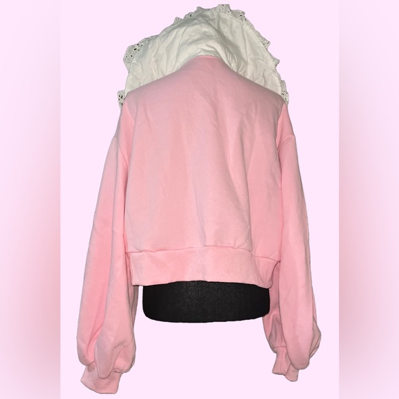 SUGAR THRILLZ Cute Pink Balloon Sleeve Sweater Big Collar - Picture 4 of 8
